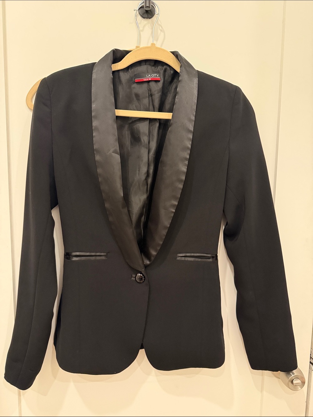 Black Satin Lapel Blazer